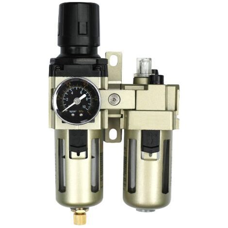 Séparateur d'eau Réducteur de pression Régulateur d'air comprimé pour compresseur d'air comprimé, filtre de 3/8 pouce et brouillard d'huile avec couvercle de tasse (3/8inch) (1/4)
