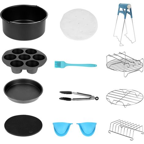 SWANEW Kit di accessori per friggitrice elettrica in acciaio inox 12pcs 8 polliciKit di accessori per friggitrice elettrica in acciaio inox 12pcs (1/5)