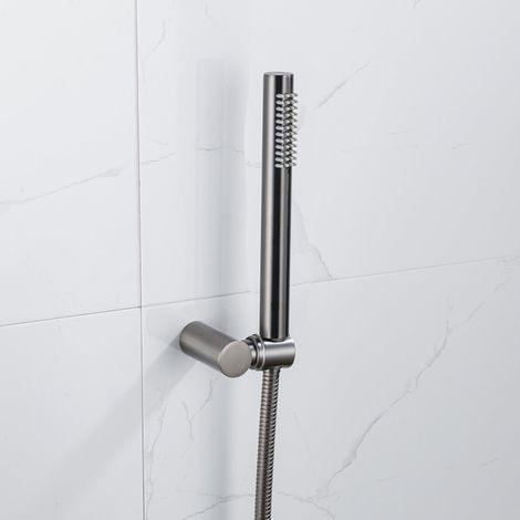 Fortifura calvi ensemble de douche à main comprenant une douchette à main, un support et un flexible de douche anti-torsion Gunmetal brossé PVD (1/5)