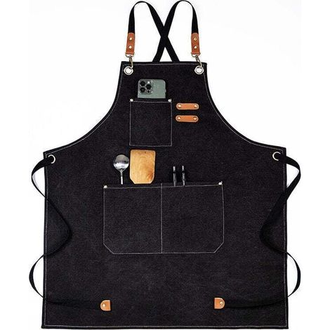 Tablier de Cuisine Imperméable Ajustable Avec Poches Pour Chef Cuisinier Boulanger Serveur (1/3)