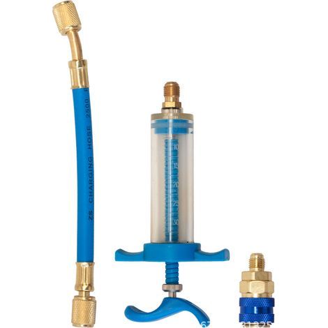 Automatischer Öl-/Farbstoffinjektor für Klimaanlagen, 1 oz, Niederdruck-Schnellanschlussadapter R134a, 1/4"-Füllung (1/5)