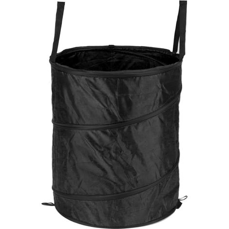 Poubelle pliable imperméable en toile Oxford noire, seau à déchets portable pour camping extérieur, balcon, jardin. (1/5)