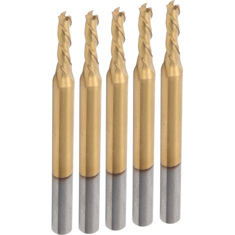 5 Stück 3-schneidiger Flachfräser mit Titanbeschichtung für 3D-Fräs- und Bohrwerkzeuge 3,175 x 2 x 8 x 40 (1/5)