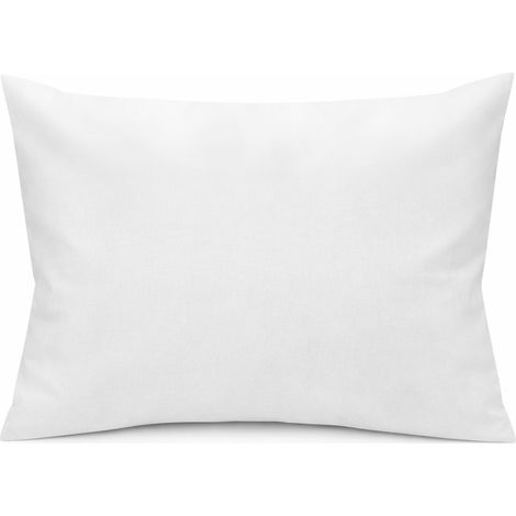 Taie d'oreiller blanche 50x70 cm en coton mélangé, plis lisses, pour hôtel (1/5)