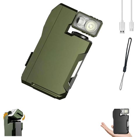 Mini lampe torche EDC rechargeable, 400 lumens, tête rotative à 180°, résistante à l'eau pour une utilisation d'urgence en extérieur, verte (1/5)