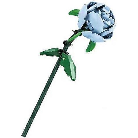 Fleur artificielle aux bords non fanés, jouet, cadeau de Noël, briques lisses à assembler, fleur artificielle pour la Saint-Valentinbleu (1/5)