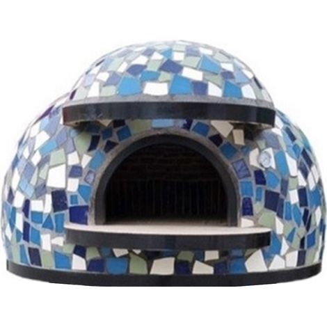 Forno legna artigianale linea cetara rivestimento mosaico blu alta resistenza misura Ø 100 cm - confezione 1