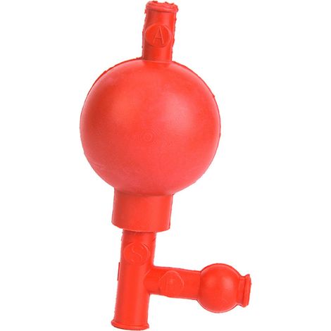 Poire en caoutchouc de laboratoire avec 3 ouvertures, rouge, pour pipettes quantitatives sûres (1/5)