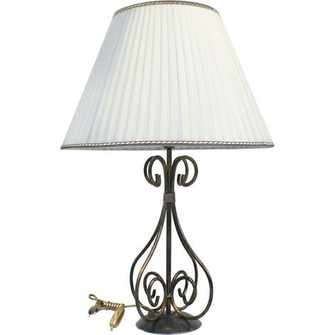 Lampada da tavolo grande in ferro battuto con Paralume Colori Ferro: Grigio Siderale (1/2)