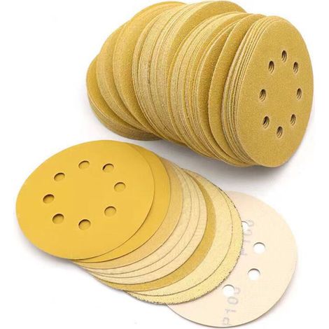 SABIR Papier abrasif grain 80, 125 mm, 100 disques abrasifs pour ponceuse excentrique, papier de verre (1/5)