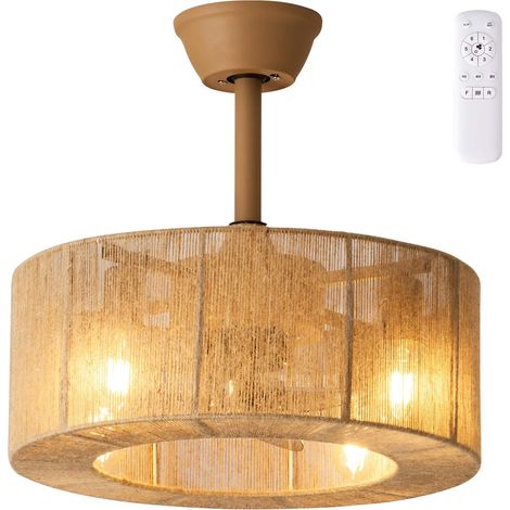Ventilateur de plafond avec lumière et télécommande, lustre de style bohème avec ventilateur, 6 vitesses de vent, minuterie, hauteur réglable, φ 45CM (1/5)