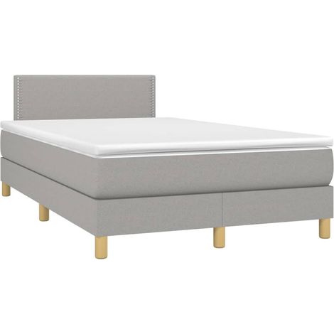 Struttura letto LED con rete a doghe testiera materasso e coprimaterasso 120x200 cm tessuto grigio chiaro TDL0207902