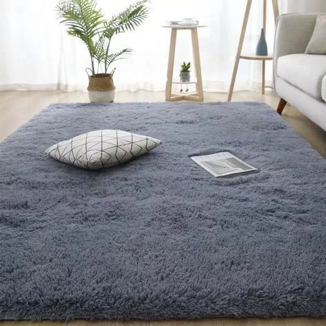 [JAMAIS UTILISÉ] Tapis de salon de chambre gris, tapis de chambre en daim de 180 × 200 cm de long, tapis de chevet doux (1/4)