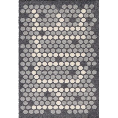 Tapis de porte intérieur antidérapant gris moderne - gris anthracite avec motif beige clair (1/5)