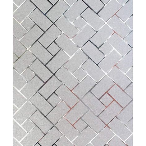 Film décoratif antistatique sans colle pour fenêtres, préservant l'intimité, 45 cm x 200 cm (motif quadrillé dépoli) (1/5)
