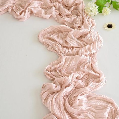 Tavolo da cucina (300 x 90 cm) in stile bohémien realizzato in tessuto a rete, per decorazioni di matrimoni, compleanni, addii al nubilato e banchetti, blu polvere (1/5)
