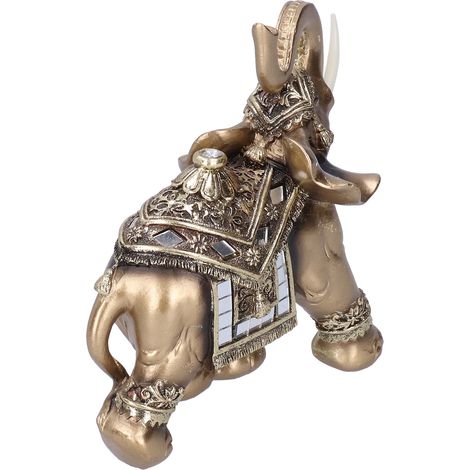 Statuette d'Éléphant en Résine Doré, Décoration Bureau et Salon, Artisanat Maison 16.5x8x16cm (1/5)