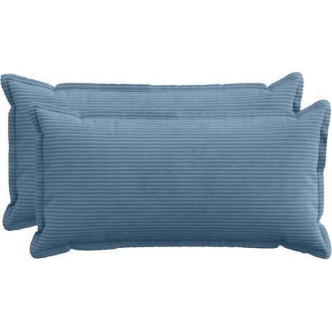 vidaXL Housse de coussin 2 pc HOUTEN Bleu 40 x 70 cm velours côtelé (1/5)