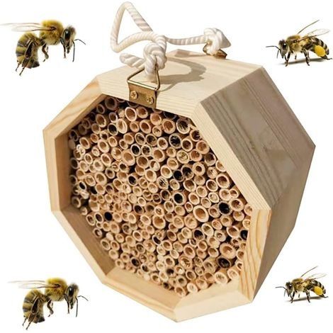 Hôtel à insectes, hôtel à insectes, abri d'hôtel à insectes en bois naturel fournitures de décoration, abeilles, coccinelles, papillons et autres insectes (1/5)