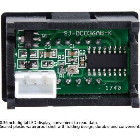 Voltmètre numérique 0,36 pouce à trois fils CC 0-100 V, affichage LED, étanche (vert) (1/5)