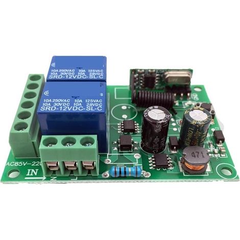 Kit d'ouvre-portes automatiques Récepteur et émetteur de relais de télécommande sans fil universel 433MHz for le contrôle universel de porte et de porte de Garage pour accessoires de portail coulissan (1/5)