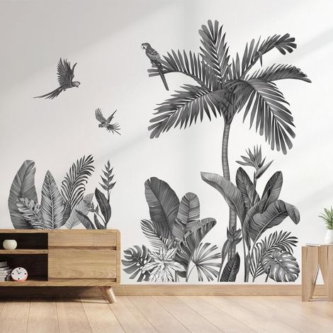 Stickers Muraux Palmier Noir Arbre Autocollant Mural Feuilles (1/5)