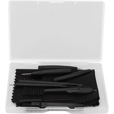 Kit de 9 outils de nettoyage pour appareils auditifs - Brosses multifonctions, boucles à cire et aimant - Boîte portable (1/5)