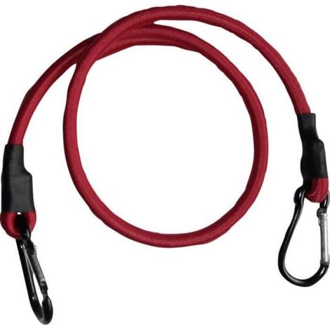Tendeur À Bagages - Caoutchouc Textile Enveloppé - Mousquetons Métalliques - Longueur 0.8 M - Diamètre 10 Mm - Rouge - Unité