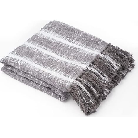 Couverture en coton bio 180 × 130 cm - Douce en fibres naturelles - Respirante et légère - Idéale pour le canapé, le lit et le salon - Facile d'entretien et polyvalente