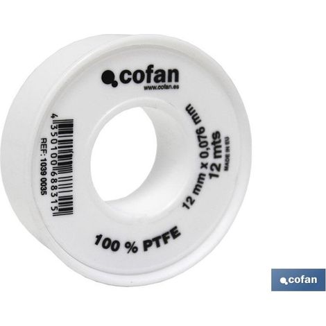 Rouleau 12 m bande PTFE 12mm x 0,076mm pour plomberie
