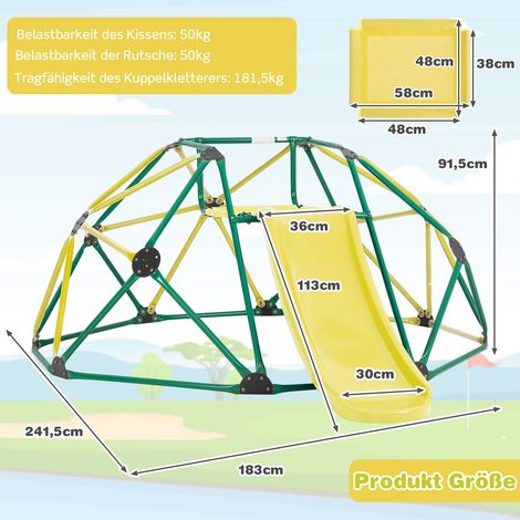 Cupola da arrampicata per bambini con scivolo, capacità 180 kg