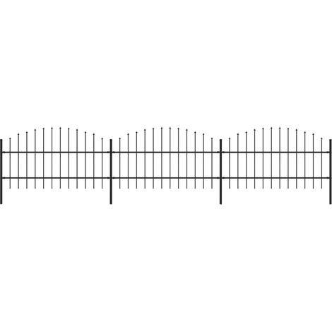 Clôture de jardin,Barrière de jardin,Portail de jardin à dessus en lance Acier (0,75-1)x5,1 m Noir CNENE245186 (1/5)