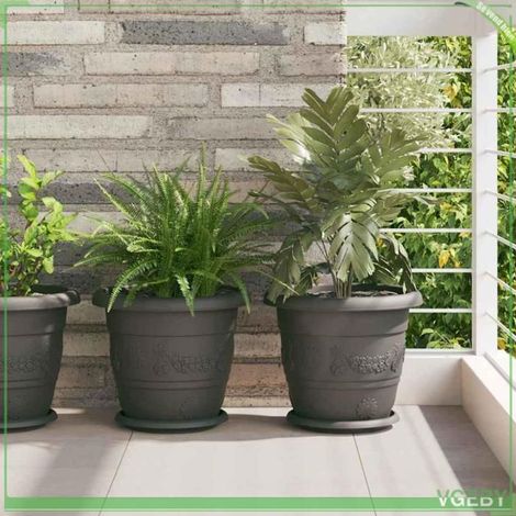 Pot à fleurs - FAFEICY - 42020286 - Rond Ø30 cm - Noir - Plastique (Pack 6) (1/5)