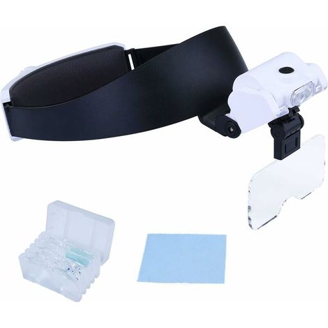 Loupe pour tête, Loupe Serre Tête à LED Loupe Loupe Mains Libres 1.0X 3.5X 5X pour La Réparation De Passe Temps (1/5)