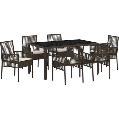 Maison Exclusive - Conjunto de Comedor de Jardín 7 pcs Marrón rat