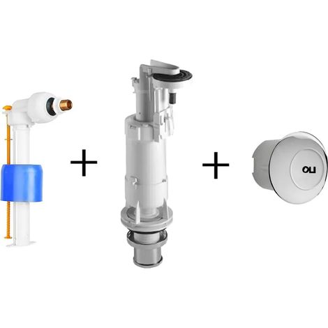 Batteria scarico wc completa Oli Deluxe per cassetta alta con tasto cromato