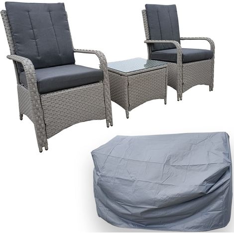 Furniture One Rattan Bistro Set Garden Chair Table Patio Outdoor Cushion with Rain Cover (1/5)