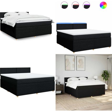 vidaXL Sommier à lattes de lit avec matelas Noir 180x200 cm Tissu (1/5)