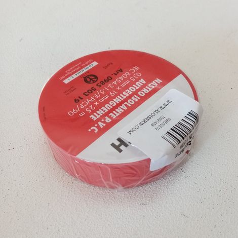 Nastro isolante rosso 0,15 x 19mm x 25mt in pvc autoestinguente (1/2)