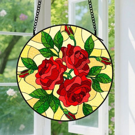 15cm Suspension en Vitrail, Attrape-Soleil Élégant en Verre, Décoration Fenêtre Artistique, Cadeau Anniversaire pour Femme, Homme, Épouse, Tante (1/5)