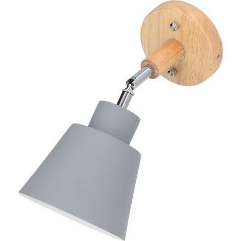 Applique murale décorative grise en bois, style minimaliste moderne, avec interrupteur et prise 100-240 V (prise européenne), idéale pour un bar ou une salle de jeux. (1/5)