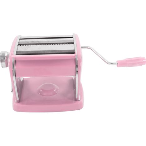 Machine à pâtes à ventouse, petite machine multifonction en acier inoxydable, pour la fabrication de pâtes manuelles. Ventouse rose et 2 couteaux inclus. (1/5)