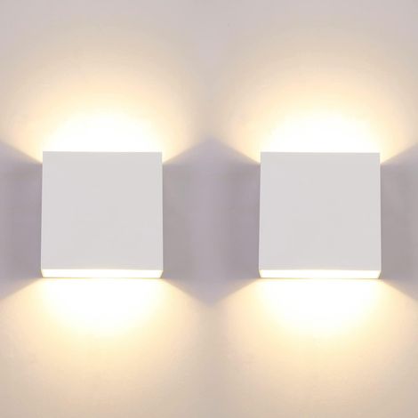 2er-Pack Wandleuchte für den Innenbereich, 6 W, 10 x 10 x 10 cm, LED, dekorative Wandlampe, warmweiß, für Schlafzimmer, Flur, Wohnzimmer, weiß