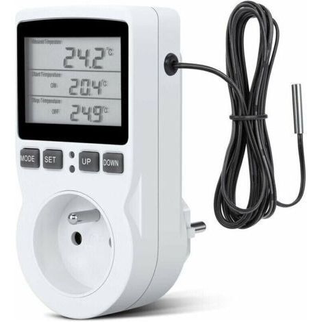 BARKBUSTERS Prise Thermostat, Prise Minuteur Digital, Prise Programmable Digitale avec Sonde, Minuterie Numérique Programmable, Prise Thermostat chauffage pour Serre, Aquarium, (1/4)