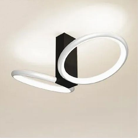 TRADE SHOP - Plafoniera Led 22w 2 Cerchi Bianco Moderno Lampadario Soffitto Doppio Anello 50537 -