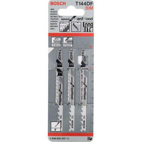 Bosch Stichsägeblatt T 144 DF Speed for Hard Wood, 3er-Pack
