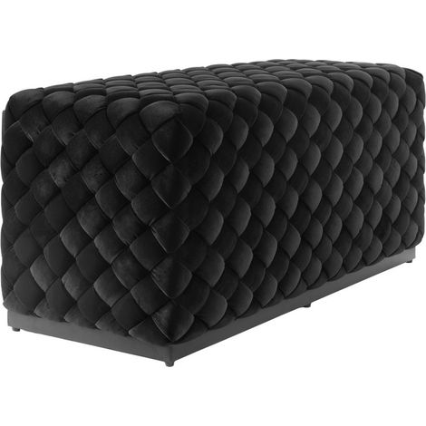Colline Large Pouffe - Velvet/Metal - L40 x W90 x H42.5 cm - Black/Black