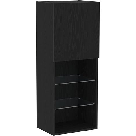 Maison Exclusive - Conjunto de mueble de TV con LED Roble Negro 4