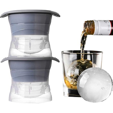 Lot de 2 moules à glaçons ronds transparents, pour grosses boules de glace. (1/5)