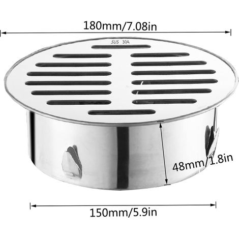 Siphon de sol en acier inoxydable, siphon de sol anti-obstruction pour balcon en acier inoxydable (1/5)